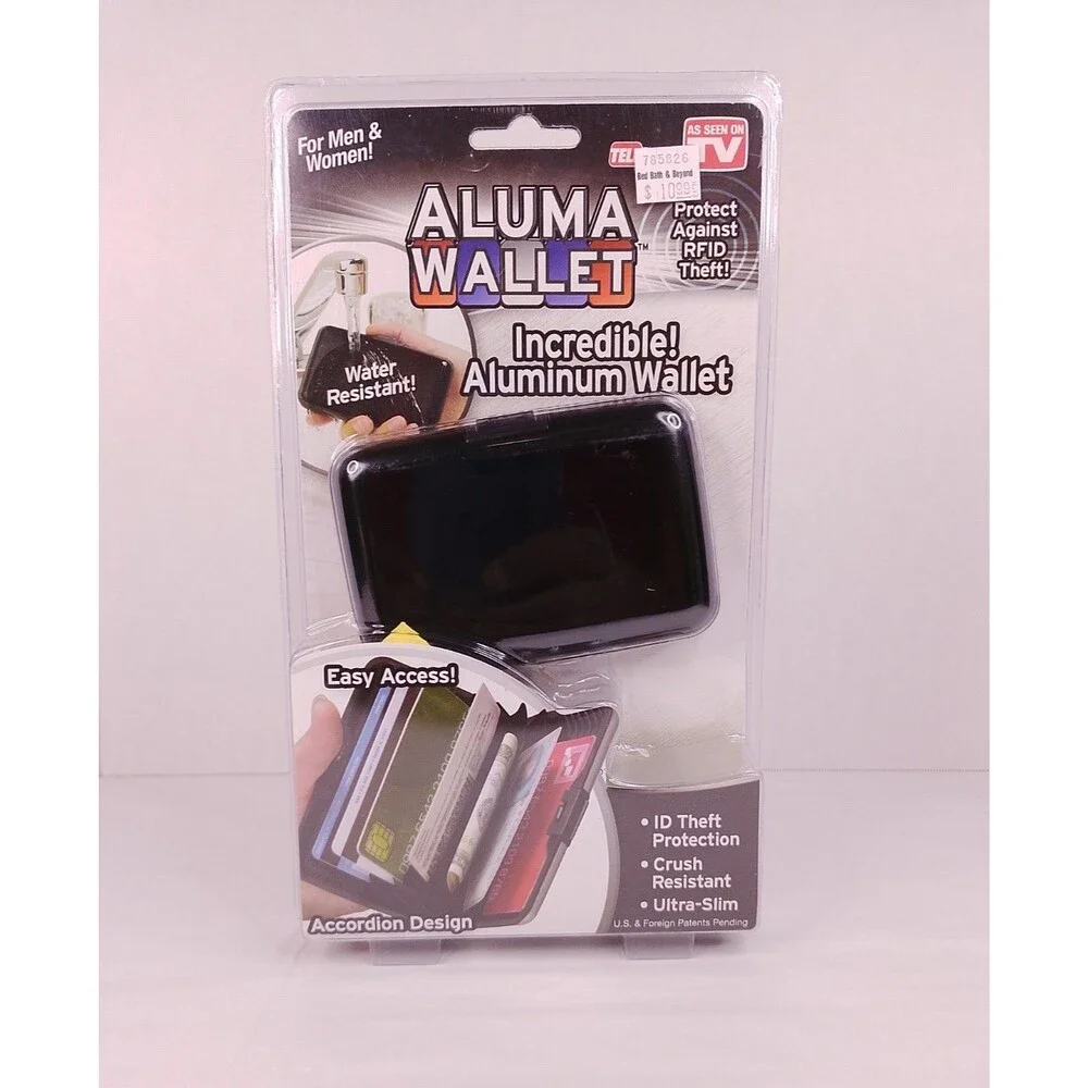 Telebrands Aluma Wallet Black RFID Blocking Waterproof Credit Card Case NEW